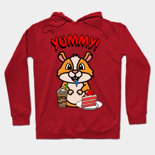 Cute orange pet is having coffee and cake Hoodie